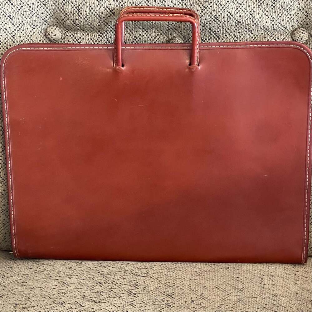 VTG.  Leathercraft Split Cowhide Leather Briefcase Portfolio Retractable Handles
